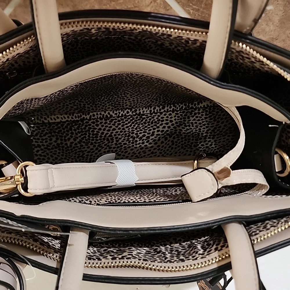 Alyssa New 3-Piece Beige Tote Handbah Set - Shoulder Bag, Crossbody & Wristle